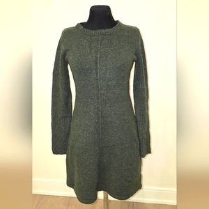Wearing Your Heart On Your Sleeve Forest Green Knit Sweater Mini Dress US S